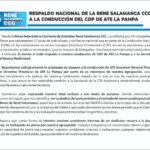 Respaldo Nacional de la René Salamanca CCC a la conducción del CDP de ATE La Pampa
